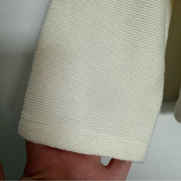 Madewell Texture And Thread Top Sz L Cream Cropped Ribbed Twist V Neck Cotton - Picture 3 of 10